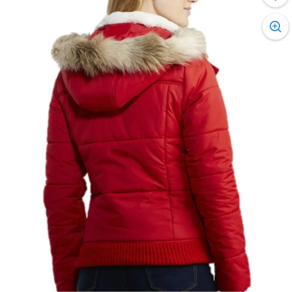Aeropostale Red Puffer Jacket with Faux Fur - Picture 2 of 5